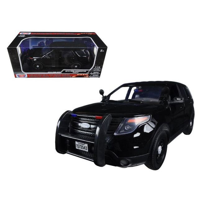 2015 Ford Police Interceptor Utility Special Service Plain Black 1/18 Diecast Model Car by Motormax - Motormax - ModelCars.com
