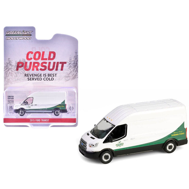 2015 Ford Transit Van White and Green "Cold Pursuit" (2019) Movie "Hollywood Series" Release 43 1/64 Diecast Model Car by Greenlight-Greenlight-ModelCars.com