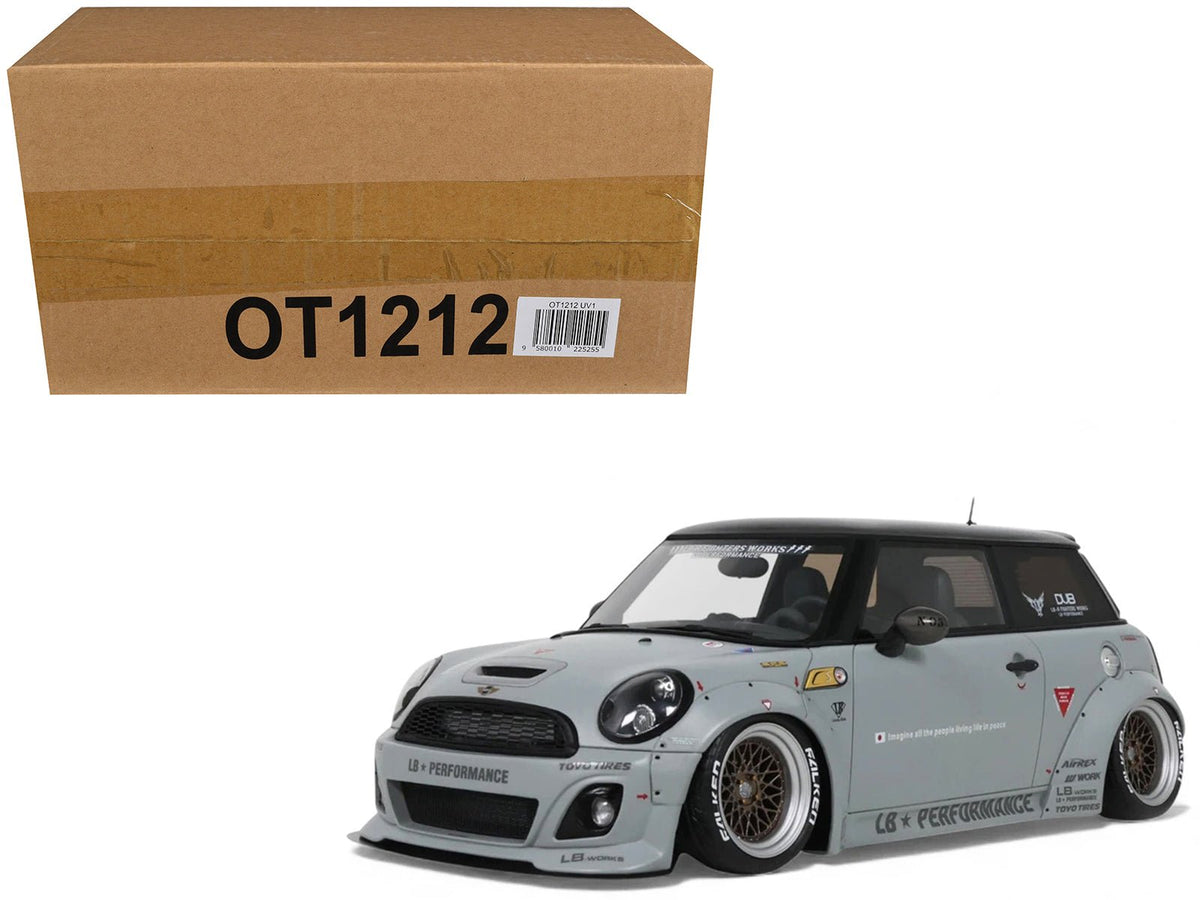 2015 Mini Cooper R56 LB-Works "LB Nation" Gray with Black Top Limited Edition to 999 pieces Worldwide 1/18 Model Car by Otto Mobile-Otto Mobile-ModelCars.com