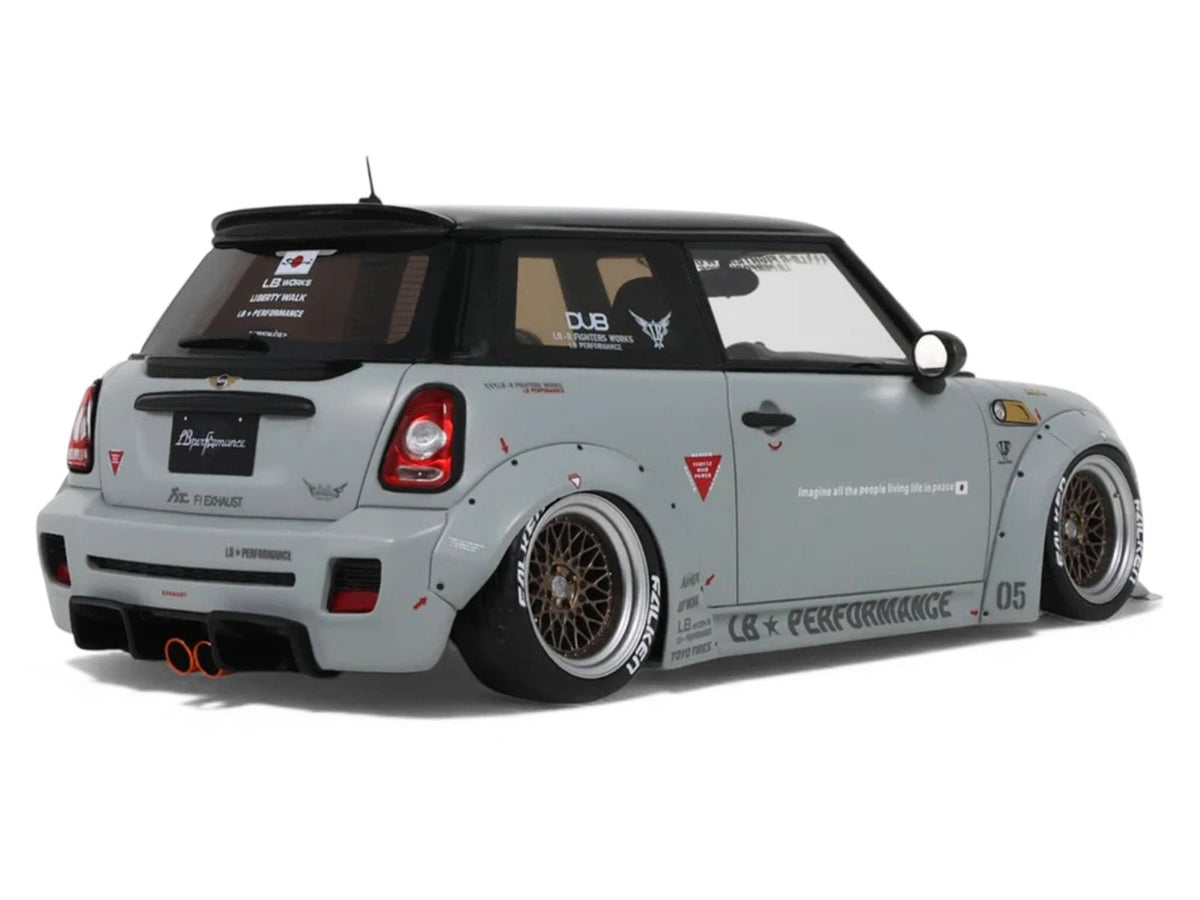 2015 Mini Cooper R56 LB-Works "LB Nation" Gray with Black Top Limited Edition to 999 pieces Worldwide 1/18 Model Car by Otto Mobile-Otto Mobile-ModelCars.com