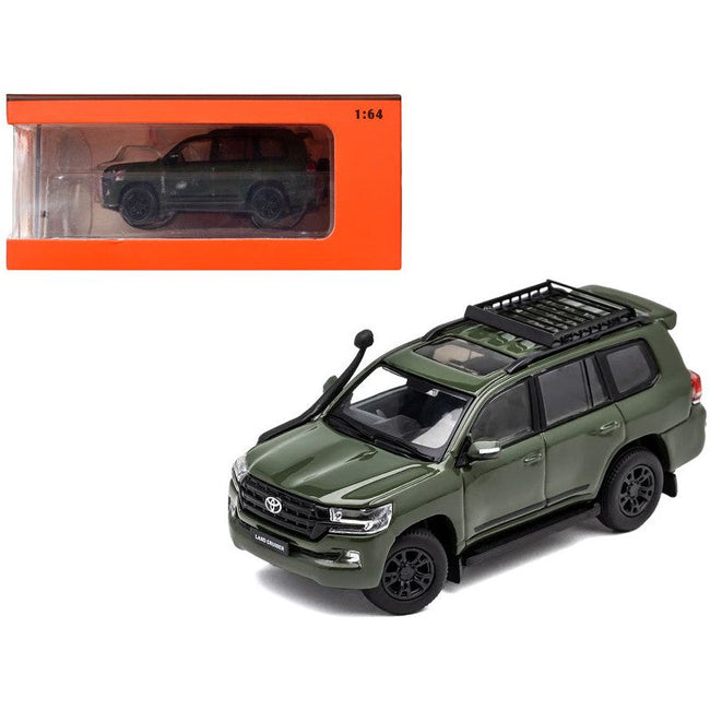 2015 Toyota Land Cruiser (200) Green with Roof Rack 1/64 Diecast Model Car by GCD-GCD-ModelCars.com