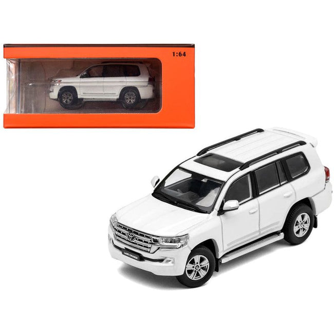 2015 Toyota Land Cruiser (200) White Metallic with Roof Rack 1/64 Diecast Model Car by GCD-GCD-ModelCars.com