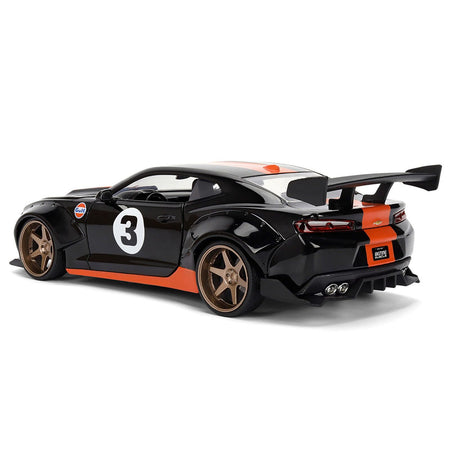 2016 Chevrolet Camaro 3 "Gulf Oil" Black with Orange Stripe "Wide Body" Series 1/24 Diecast Model Car by Jada - Jada - ModelCars.com