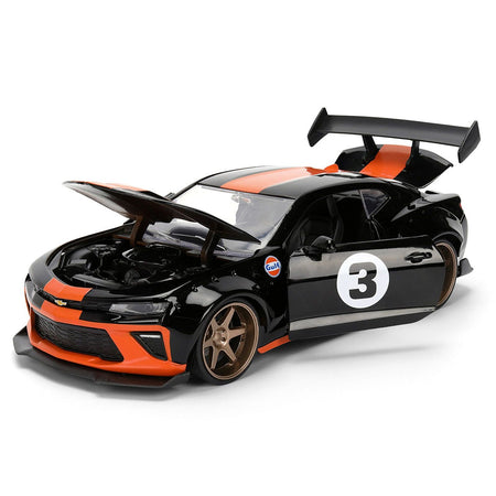 2016 Chevrolet Camaro 3 "Gulf Oil" Black with Orange Stripe "Wide Body" Series 1/24 Diecast Model Car by Jada - Jada - ModelCars.com
