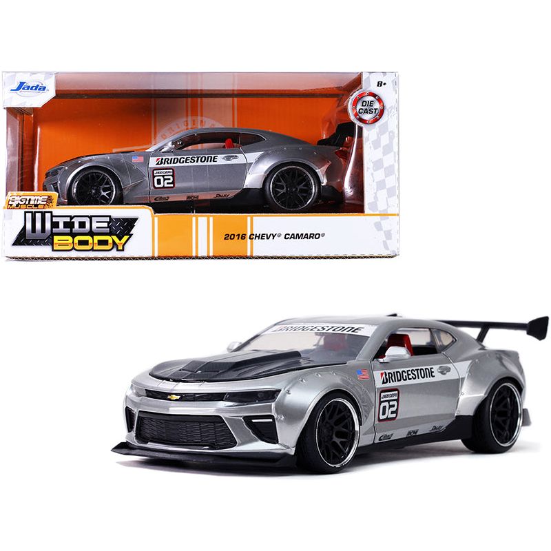 2016 Chevrolet Camaro Widebody 02 "Bridgestone" Silver "Bigtime Muscle" 1/24 Diecast Model Car by Jada-Jada-ModelCars.com