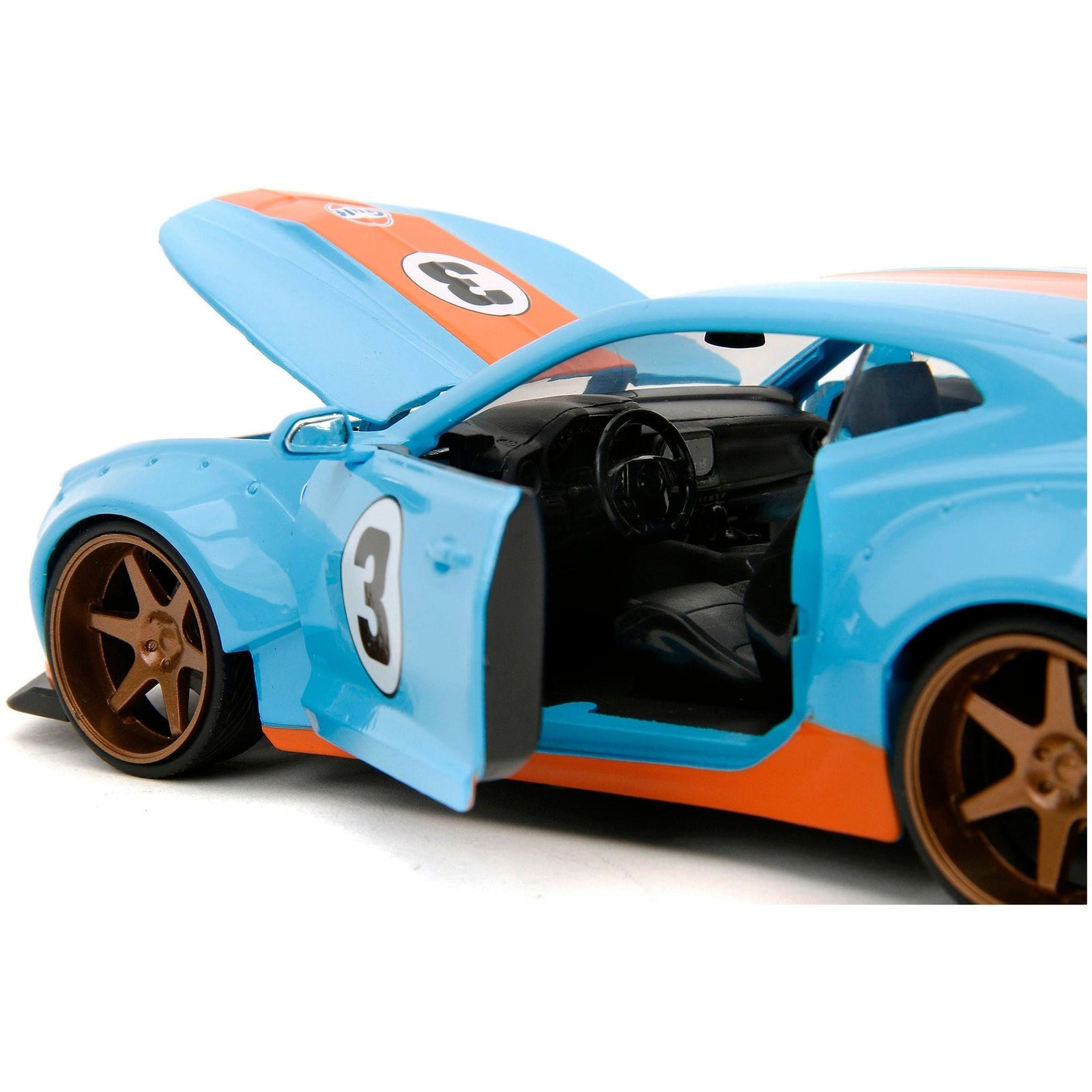2016 Chevrolet Camaro Widebody 3 Light Blue with Orange Stripes "Gulf Oil" "Wide Body" Series 1/24 Diecast Model Car by Jada - Jada - ModelCars.com