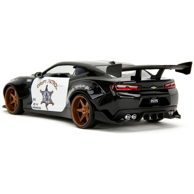 2016 Chevrolet Camaro Widebody Black and White "Drift Patrol" "Wide Body" Series 1/24 Diecast Model Car by Jada - Jada - ModelCars.com