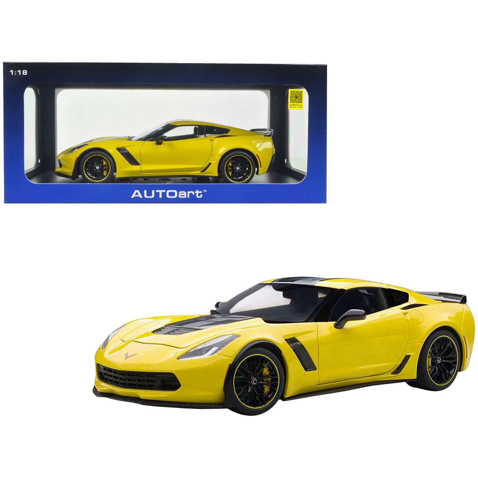 2016 Chevrolet Corvette C7 Z06 C7R Edition Corvette Racing Yellow 1/18 Model Car by Autoart - Autoart - ModelCars.com