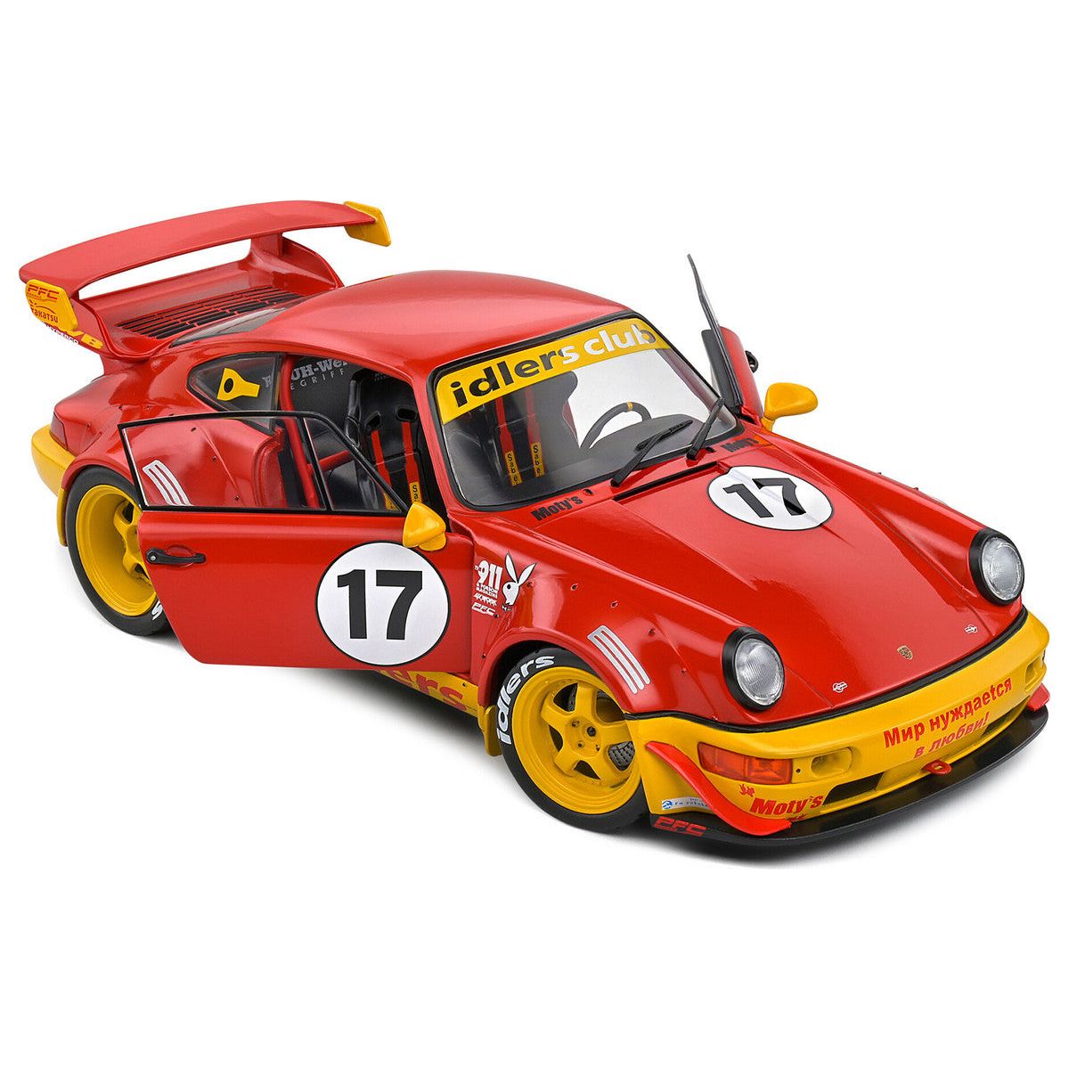 2016 RWB Bodykit 17 "Maty’s Idlers" Red and Yellow with Graphics 1/18 Diecast Model Car by Solido - Solido - ModelCars.com