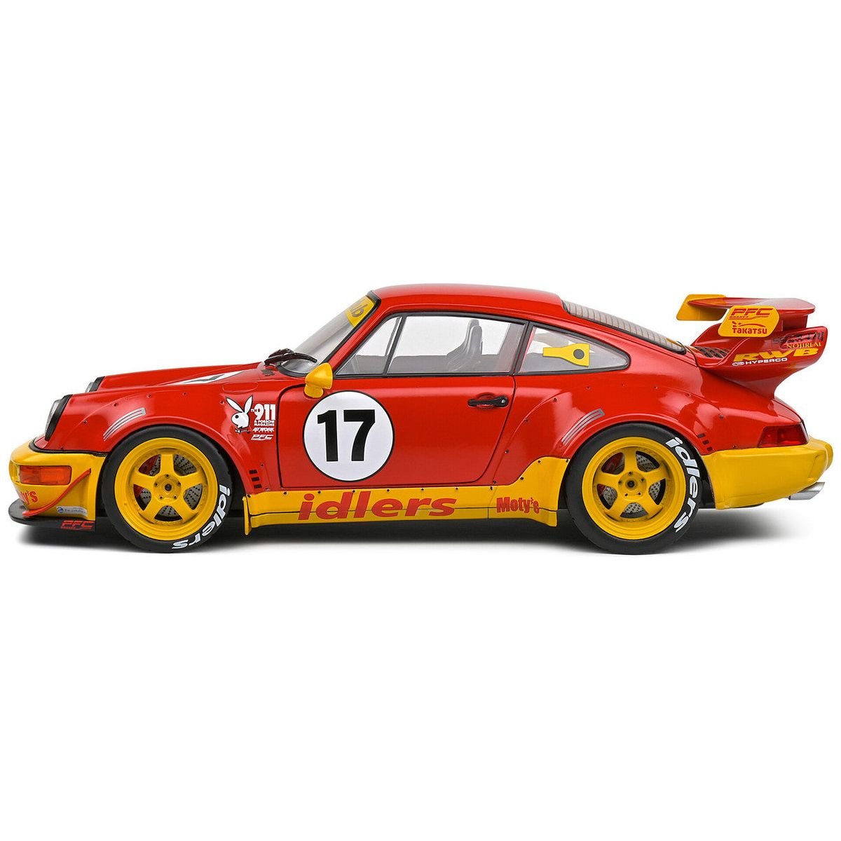 2016 RWB Bodykit 17 "Maty’s Idlers" Red and Yellow with Graphics 1/18 Diecast Model Car by Solido - Solido - ModelCars.com