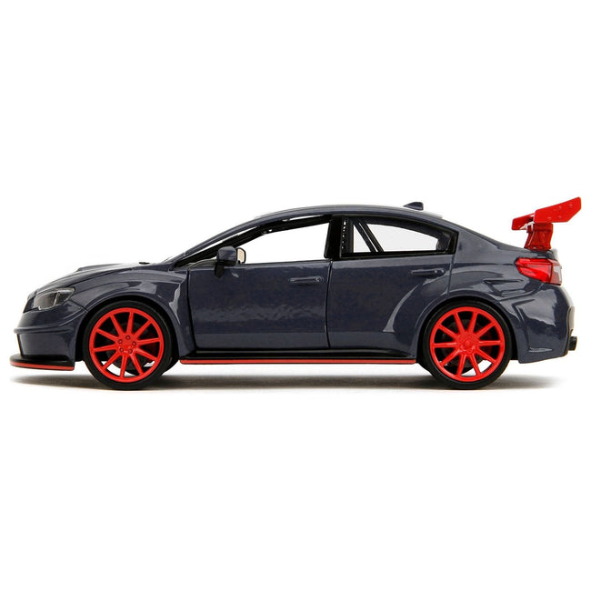 2016 Subaru WRX STI Widebody Dark Blue and Yuji Itadori Diecast Figure "Jujutsu Kaisen" (2020â€“2023) TV Series "Anime Hollywood Rides" Series 1/24 Diecast Model Car by Jada-Jada-ModelCars.com