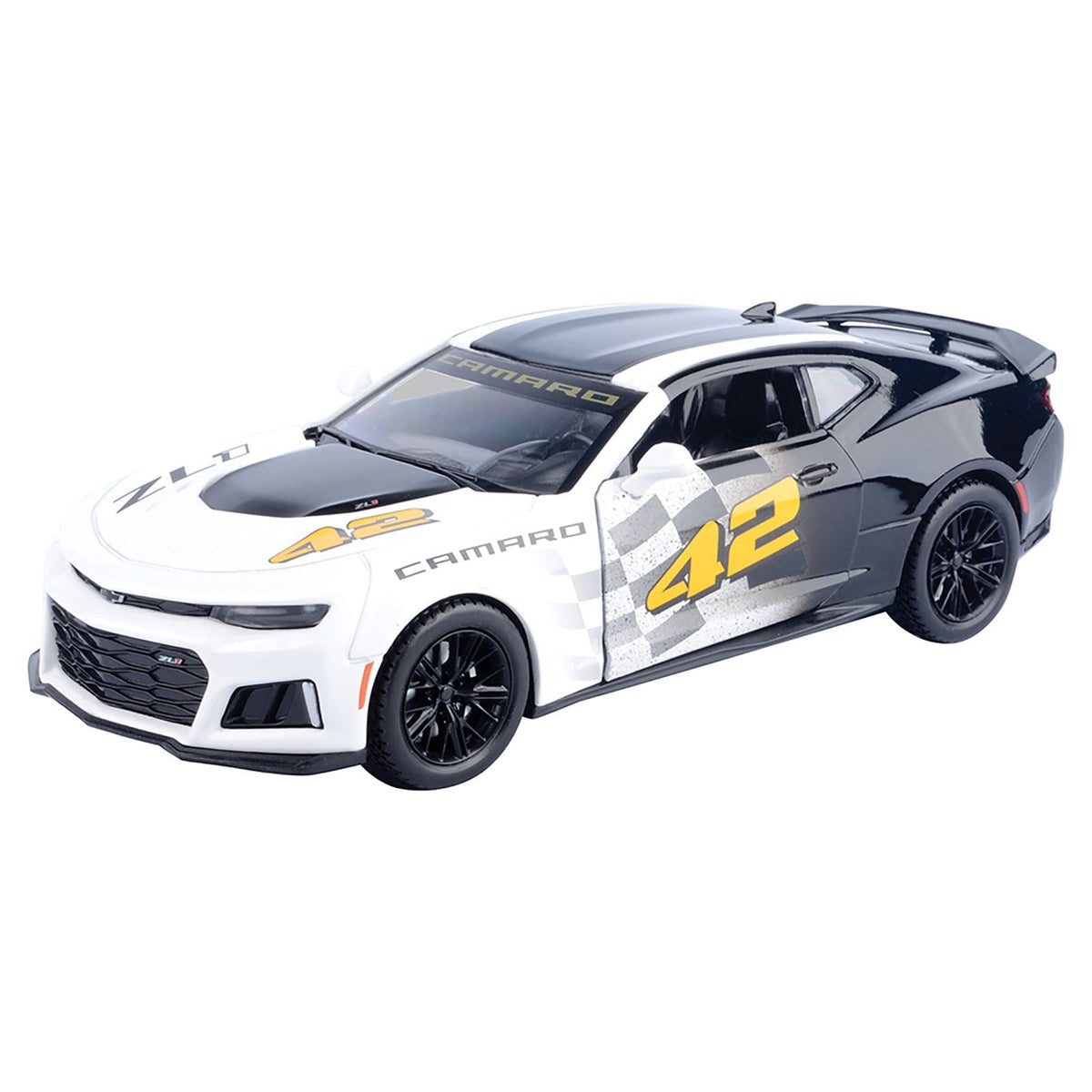 2017 Chevrolet Camaro ZL1 #42 Black and White "GT Racing" Series 1/24 Diecast Model Car by Motormax-Motormax-ModelCars.com
