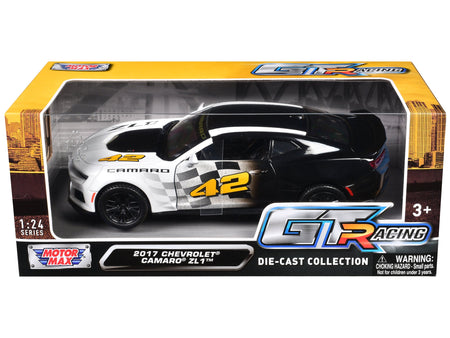 2017 Chevrolet Camaro ZL1 #42 Black and White "GT Racing" Series 1/24 Diecast Model Car by Motormax-Motormax-ModelCars.com