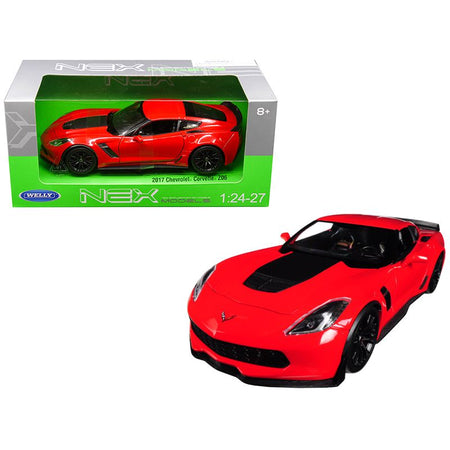 2017 Chevrolet Corvette Z06 Red 1/24-1/27 Diecast Model Car by Welly-Welly-ModelCars.com