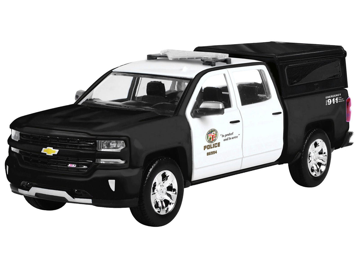 2017 Chevrolet Silverado 1500 LT Z71 Crew Cab Pickup Truck "Los Angeles Police Department" Black and White "Law Enforcement and Public Service" Series 1/27 Diecast Model Car by Motormax-Motormax-ModelCars.com