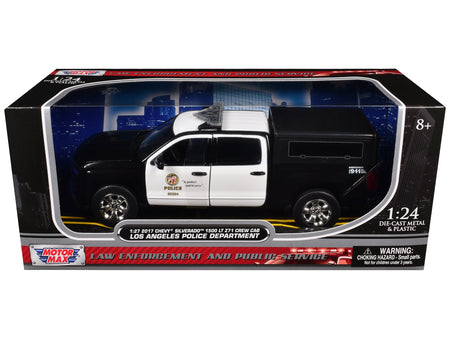 2017 Chevrolet Silverado 1500 LT Z71 Crew Cab Pickup Truck "Los Angeles Police Department" Black and White "Law Enforcement and Public Service" Series 1/27 Diecast Model Car by Motormax-Motormax-ModelCars.com