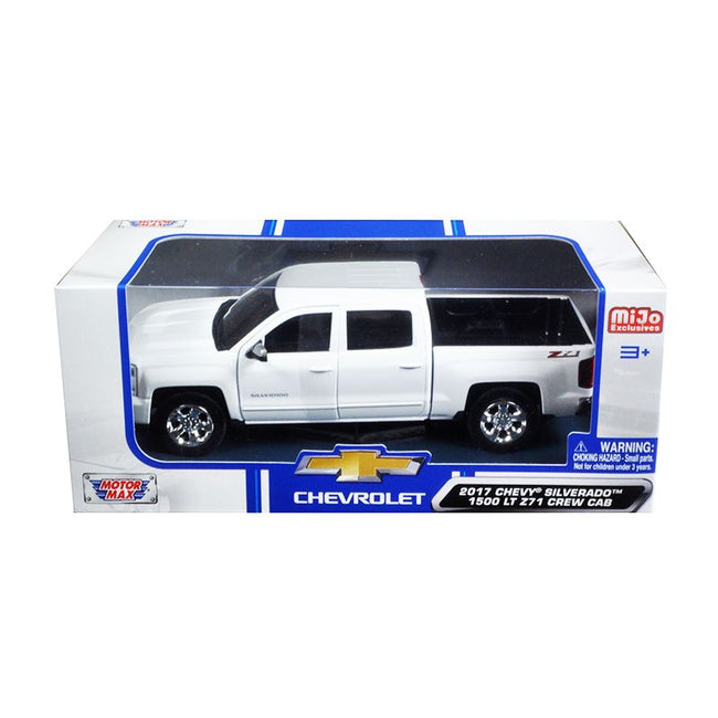 2017 Chevrolet Silverado 1500 LT Z71 Crew Cab Pickup Truck White 1/27 Diecast Model Car by Motormax-Motormax-ModelCars.com