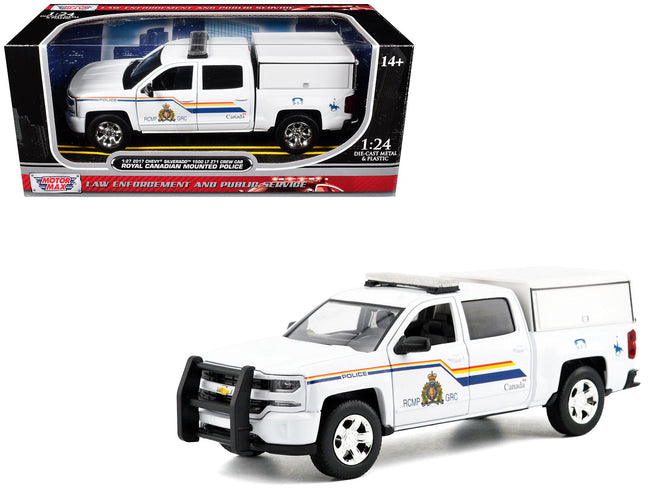 2017 Chevrolet Silverado 1500 LT Z71 Crew Cab Pickup Truck with Camper Box "Royal Canadian Mounted Police" White "Law Enforcement and Public Service" Series 1/27 Diecast Model Car by Motormax-Motormax-ModelCars.com