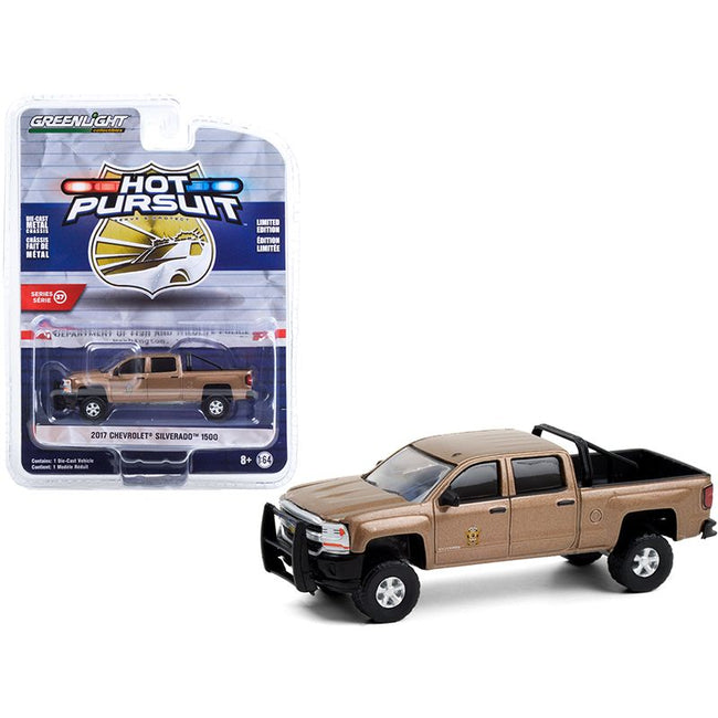 2017 Chevrolet Silverado 1500 Pickup Truck Brown Metallic "Washington State Department of Fish & Wildlife Police" "Hot Pursuit" Series 37 1/64 Diecast Model Car by Greenlight-Greenlight-ModelCars.com