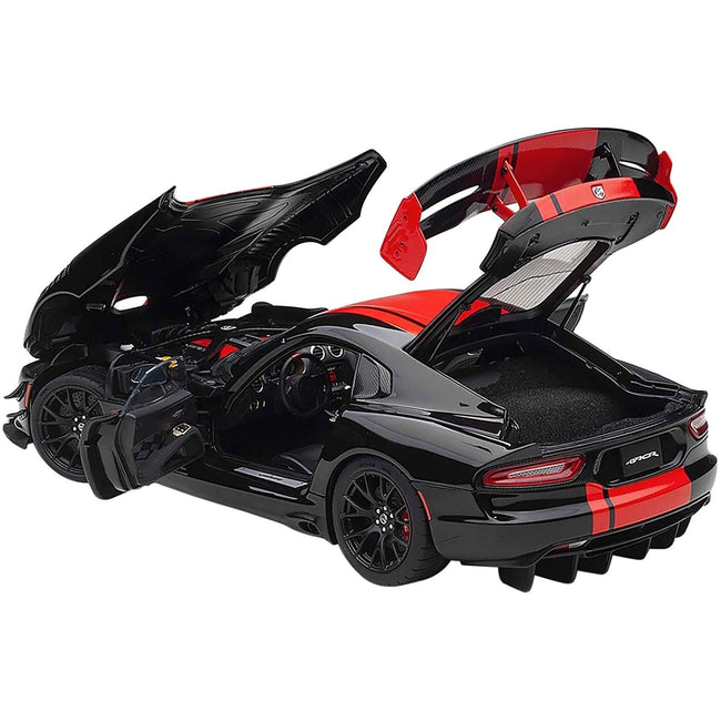 2017 Dodge Viper 1:28 Edition ACR Black with Red Stripes 1/18 Model Car by Autoart-Autoart-ModelCars.com