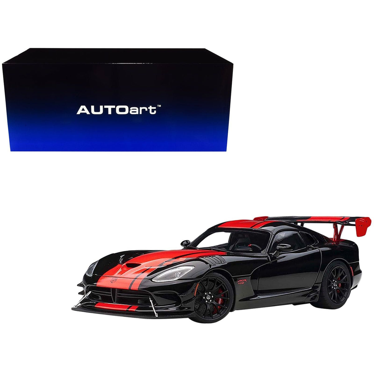 2017 Dodge Viper 1:28 Edition ACR Black with Red Stripes 1/18 Model Car by Autoart - Autoart - ModelCars.com