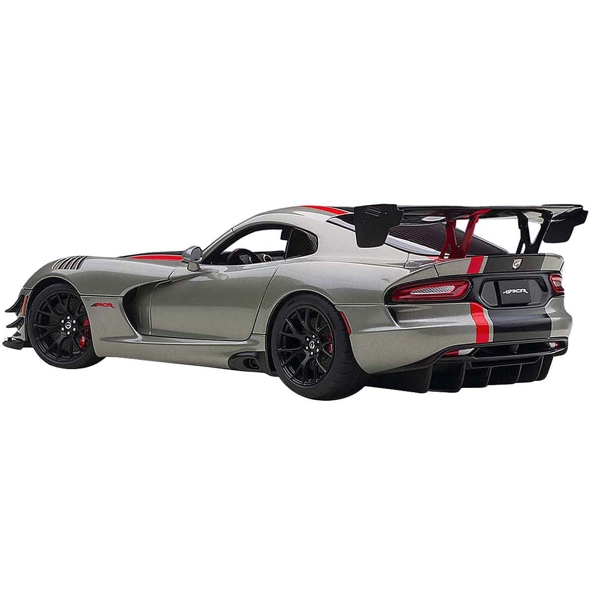 2017 Dodge Viper ACR Billet Silver Metallic with Black and Red Stripes 1/18 Model Car by Autoart-Autoart-ModelCars.com