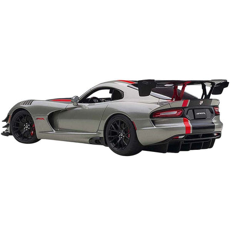 2017 Dodge Viper ACR Billet Silver Metallic with Black and Red Stripes 1/18 Model Car by Autoart-Autoart-ModelCars.com