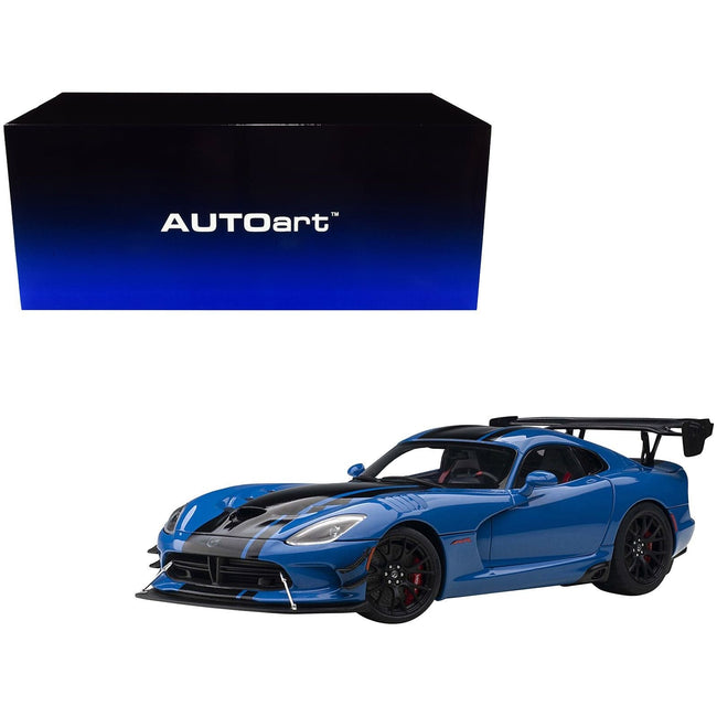 2017 Dodge Viper ACR Competition Blue with Black Stripes 1/18 Model Car by Autoart-Autoart-ModelCars.com