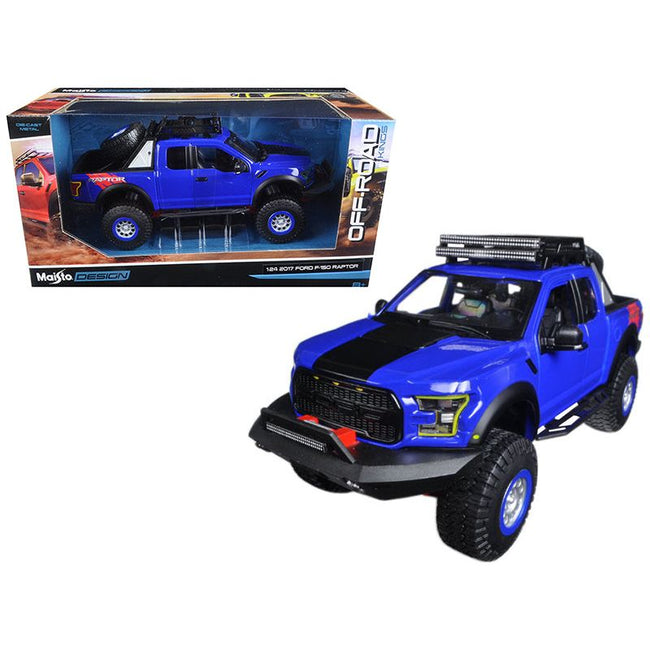 2017 Ford F - 150 Raptor Pickup Truck Blue Off Road Kings 1/24 Diecast Model Car by Maisto - Maisto - ModelCars.com