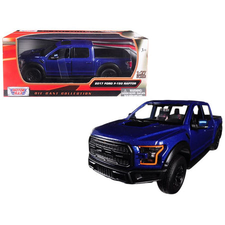 2017 Ford F - 150 Raptor Pickup Truck Blue with Black Wheels 1/27 Diecast Model Car by Motormax - Motormax - ModelCars.com