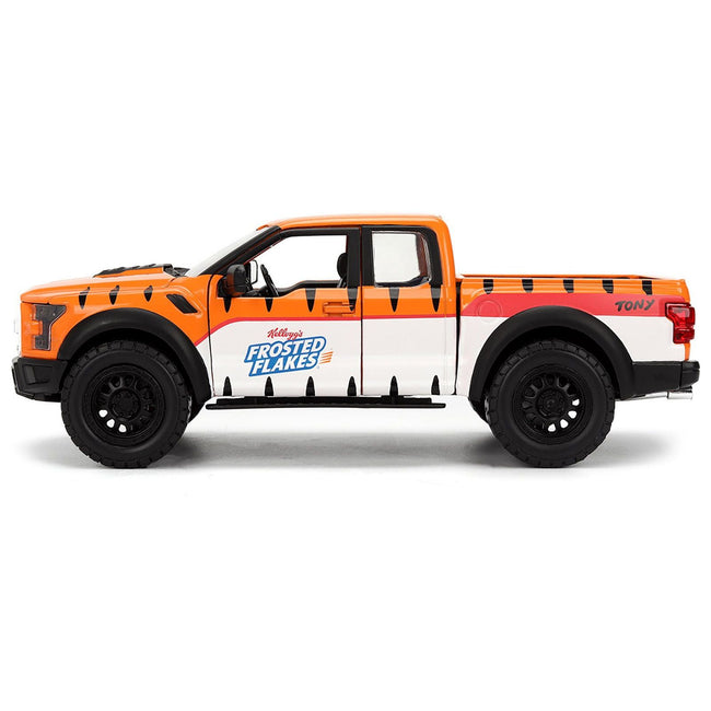 2017 Ford F - 150 Raptor Pickup Truck "Frosted Flakes" Orange with Graphics and Tony the Tiger Diecast Figure "Hollywood Rides" Series 1/24 Diecast Model Car by Jada - Jada - ModelCars.com