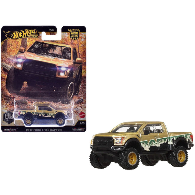 2017 Ford F-150 Raptor Pickup Truck Gold Metallic with Graphics "HW Off Road" Series Diecast Model Car by Hot Wheels-Hotwheels-ModelCars.com