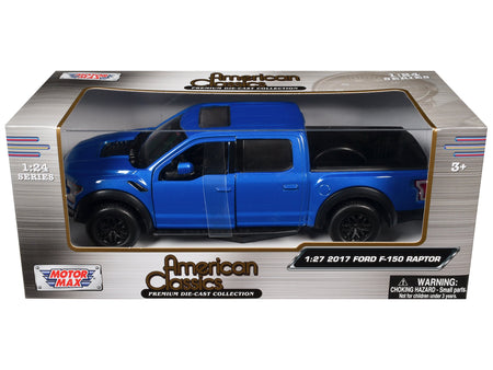 2017 Ford F-150 Raptor Pickup Truck Medium Blue Metallic 1/27 Diecast Model Car by Motormax-Motormax-ModelCars.com