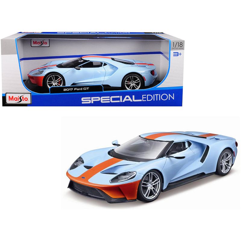 2017 Ford GT Blue with Orange Stripe "Special Edition" 1/18 Diecast Model Car by Maisto - Maisto - ModelCars.com