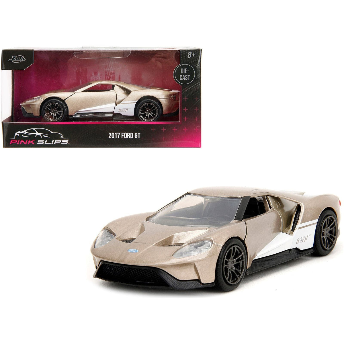 2017 Ford GT Gold Metallic with White Accents "Pink Slips" Series 1/32 Diecast Model Car by Jada-Jada-ModelCars.com