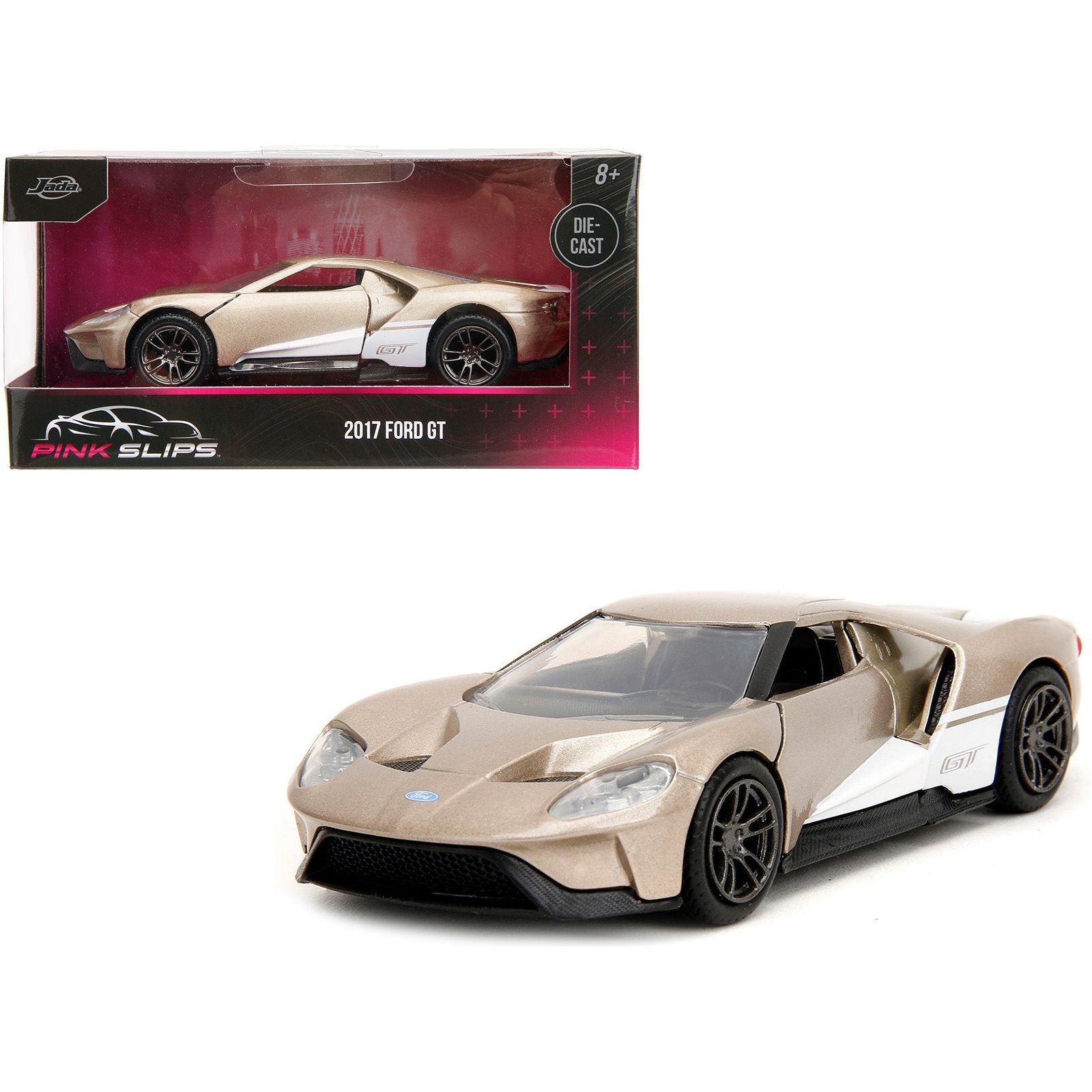 2017 Ford GT Gold Metallic with White Accents "Pink Slips" Series 1/32 Diecast Model Car by Jada - Jada - ModelCars.com