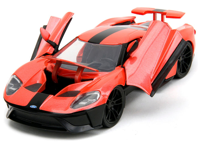 2017 Ford GT Light Red Metallic with Black Stripe "Pink Slips" Series 1/24 Diecast Model Car by Jada-Jada-ModelCars.com