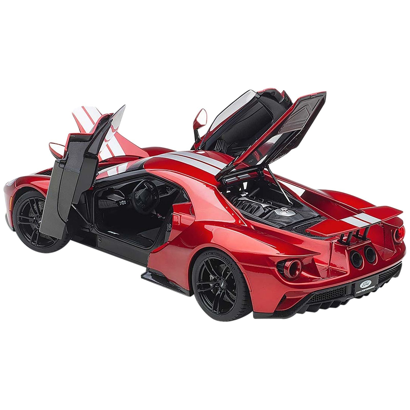 2017 Ford GT Liquid Red with Silver Stripes 1/18 Model Car by Autoart - Autoart - ModelCars.com