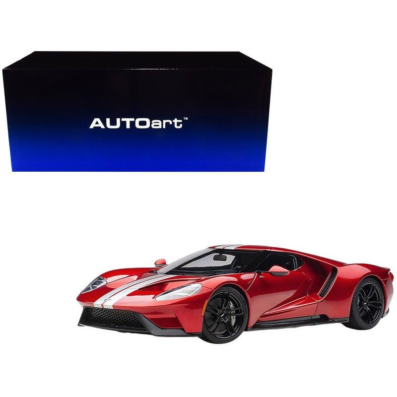 2017 Ford GT Liquid Red with Silver Stripes 1/18 Model Car by Autoart - Autoart - ModelCars.com