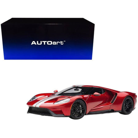 2017 Ford GT Liquid Red with Silver Stripes 1/18 Model Car by Autoart - Autoart - ModelCars.com