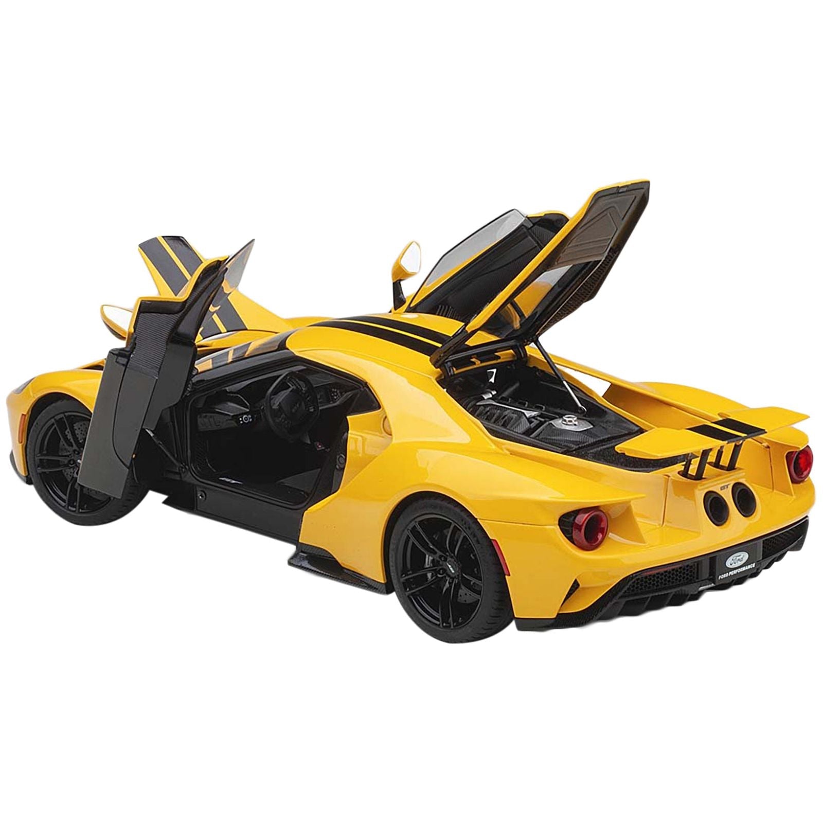 2017 Ford GT Triple Yellow with Black Stripes 1/18 Model Car by Autoart - Autoart - ModelCars.com