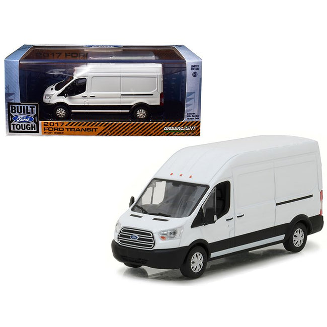 2017 Ford Transit LWB High Roof Van Oxford White 1/43 Diecast Model Car by Greenlight-Greenlight-ModelCars.com
