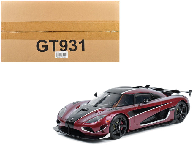 2017 Koenigsegg Agera RS Deep Red Metallic with Black Stripes 1/18 Model Car by GT Spirit-GT Spirit-ModelCars.com