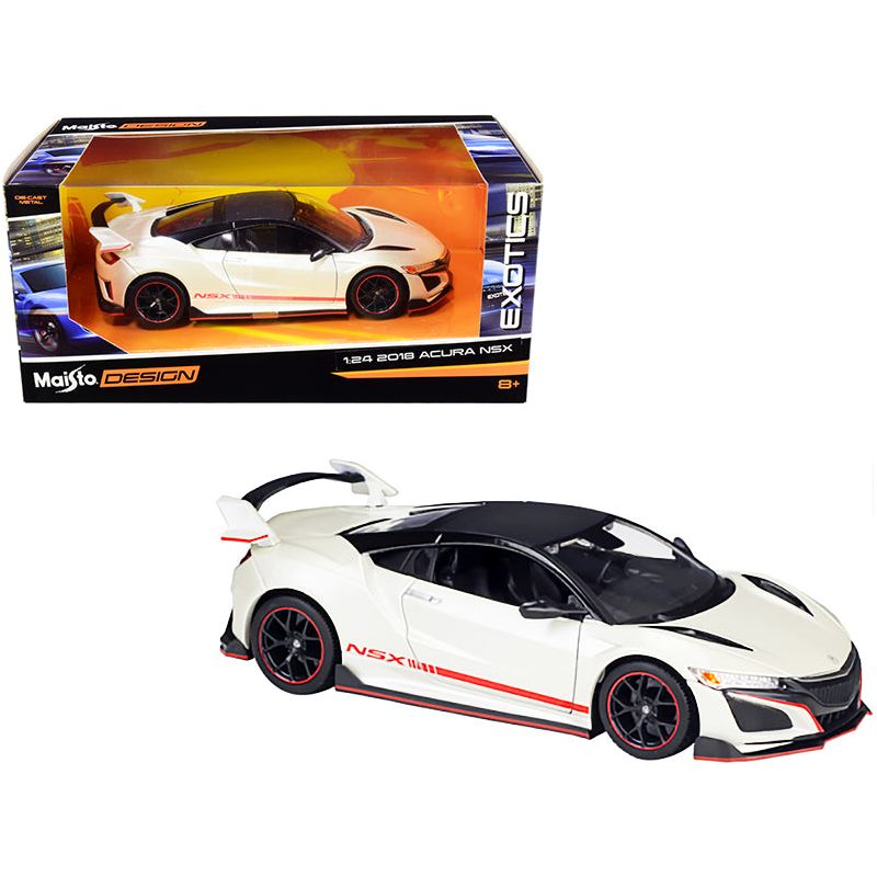 2018 Acura NSX Pearl White with Carbon Top "Exotics" 1/24 Diecast Model Car by Maisto - Maisto - ModelCars.com