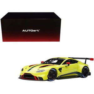 2018 Aston Martin Vantage GTE Le Mans PRO Presentation Car Lemon Green Metallic with Carbon and Red Accents "Aston Martin Racing" 1/18 Model Car by Autoart