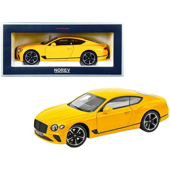 2018 Bentley Continental GT Monaco Yellow 1/18 Diecast Model Car by Norev - Norev - ModelCars.com