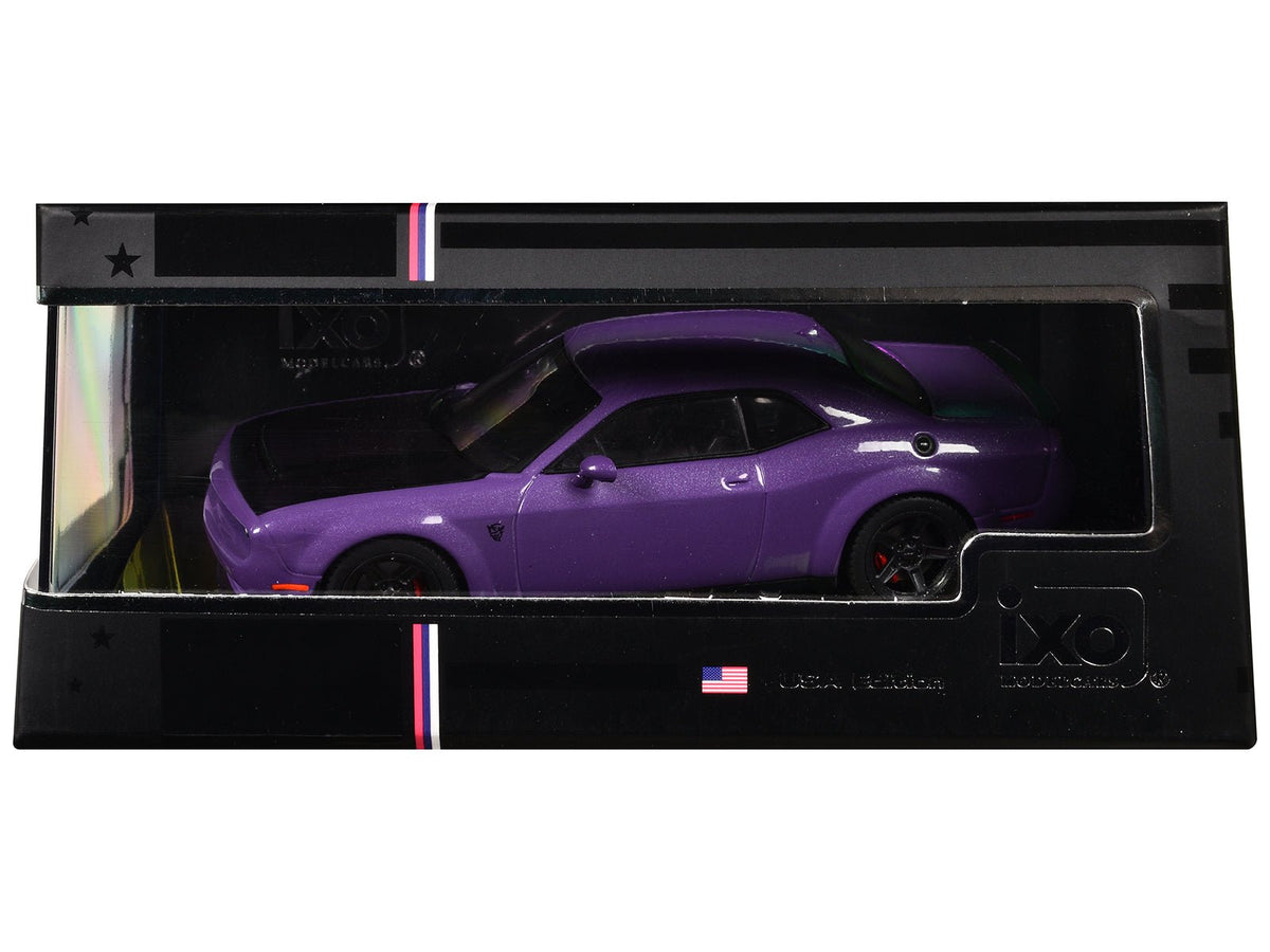 2018 Dodge Challenger SRT Demon Plum Crazy Metallic with Matt Black Hood 1/43 Diecast Model Car by IXO Models-IXO-ModelCars.com