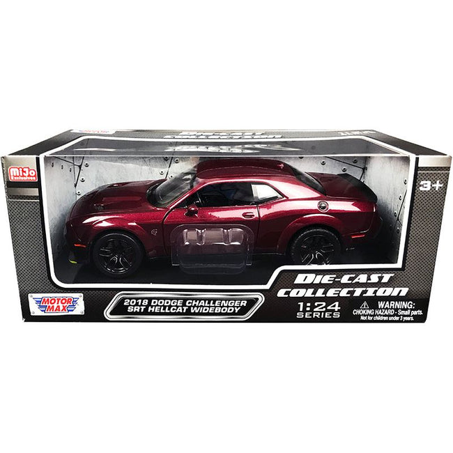 2018 Dodge Challenger SRT Hellcat Widebody Burgundy Metallic "Die - Cast Collection" Series 1/24 Diecast Model Car by Motormax - Motormax - ModelCars.com