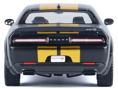 2018 Dodge Challenger SRT Hellcat Widebody Matt Black with Gold Stripes and Graphics "Midnight Eclipse" Series 1/24 Diecast Model Car by Motormax-Motormax-ModelCars.com