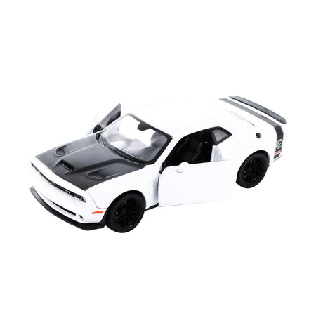 2018 Dodge Challenger SRT Hellcat Widebody White with Black Hood 1/24 Diecast Model Car by Motormax-Motormax-ModelCars.com